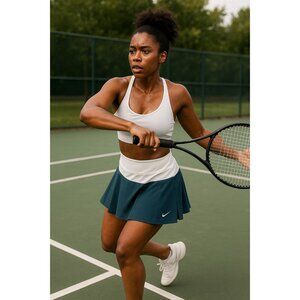 Nike Dri-FIT Pleated Tennis Skort Skirt White Blue Built-In Shorts Women’s M